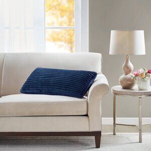 *SALE* Corded Plush Decorative Pillow, 14" X 30" - 0745 - NEW Navy